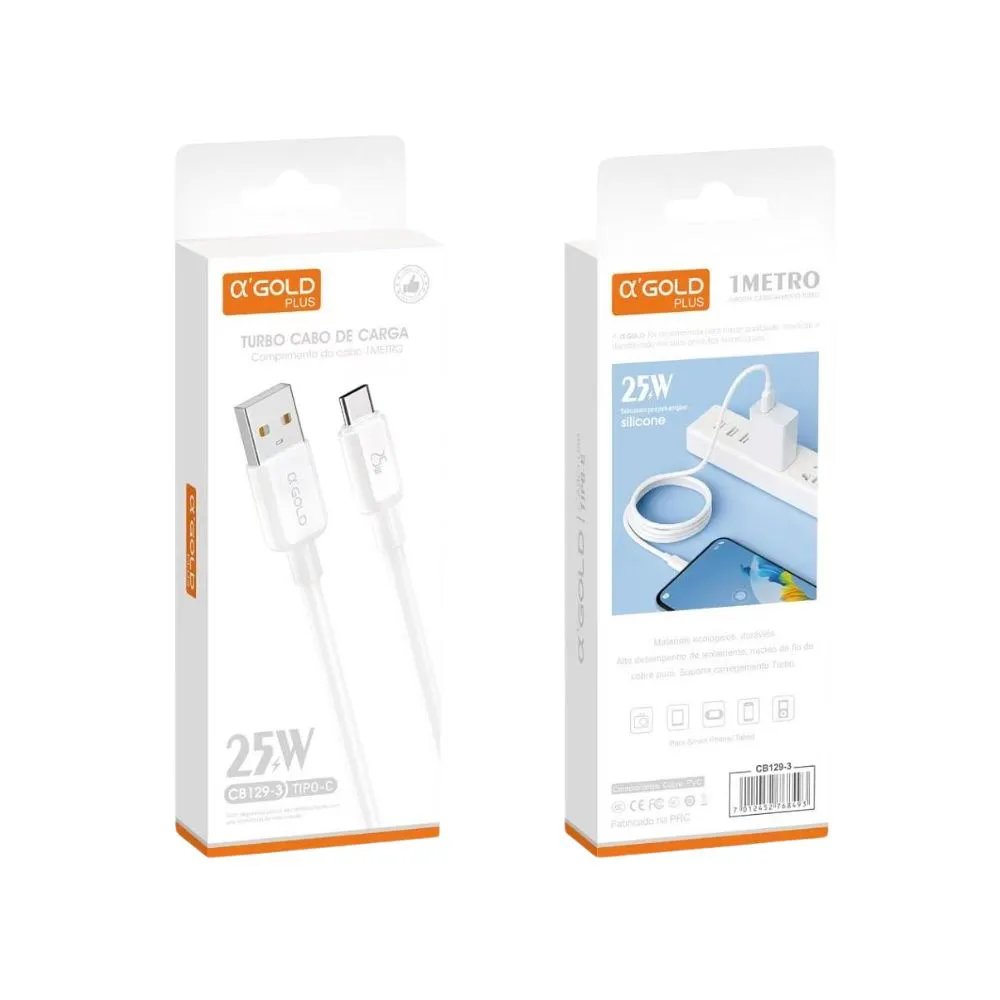 Cabo USB Tipo-C 25W 1 Metro a'Gold